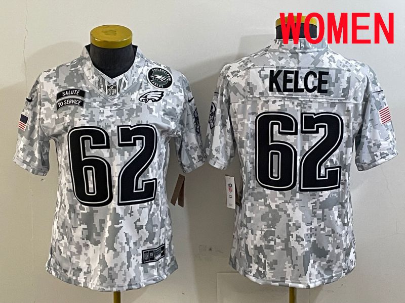 Women Philadelphia Eagles #62 Kelce Nike Arctic Camo 2025 Salute to Service Limited NFL Jersey style 3->philadelphia eagles->NFL Jersey